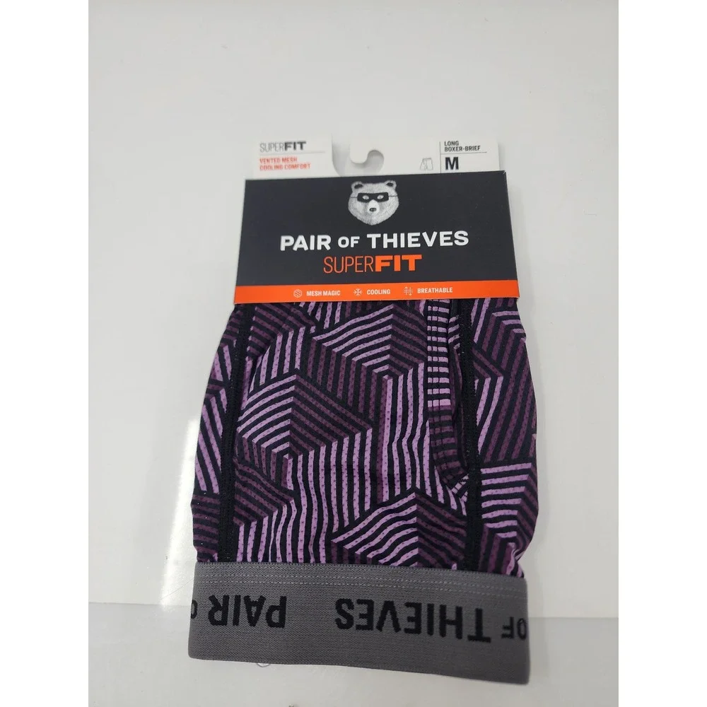 Pair of Thieves Mens SuperFit Long Boxer Briefs Purple Polyamide Blend Size M